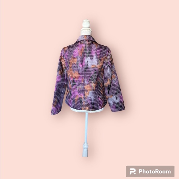 Christopher Banks colorful zip up jacket, quilt like texture. - Picture 3 of 9
